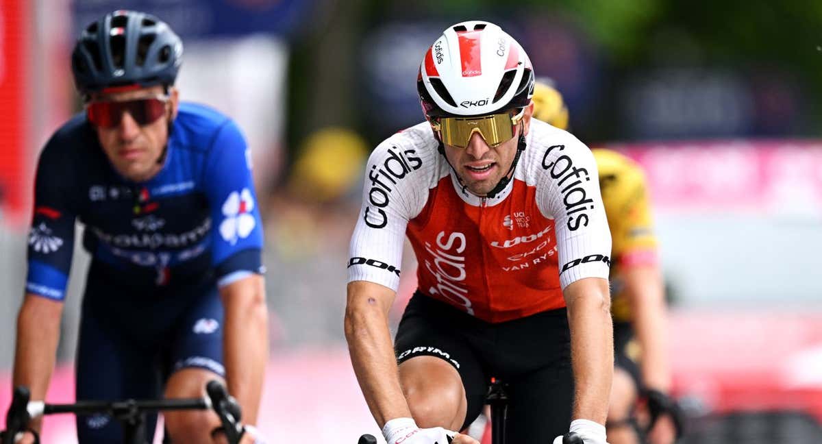 El español Jonathan Lastra, en la meta de una etapa del Giro de Italia 2023. /GETTY IMAGES / STUART FRANKLIN