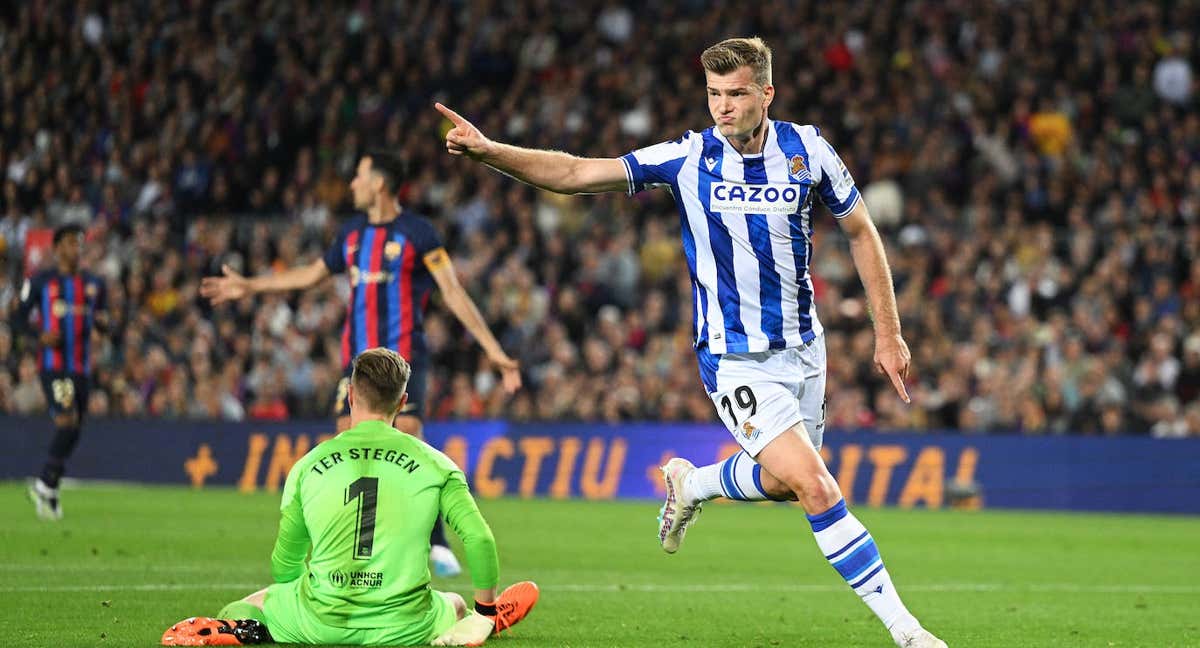 Sorloth marcó el segundo gol de la Real./GETTY