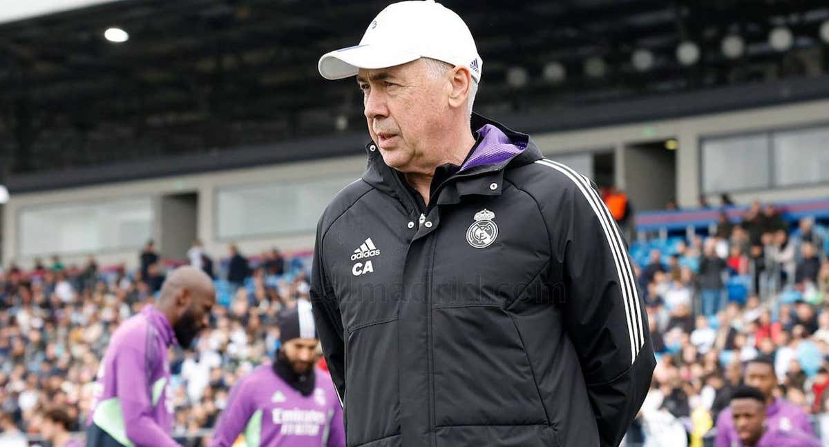 Ancelotti, en un entrenamiento./RealMadrid