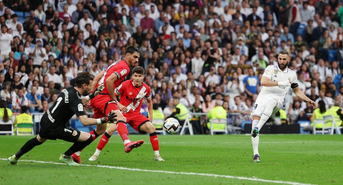 Benzema, en el momento del gol.
