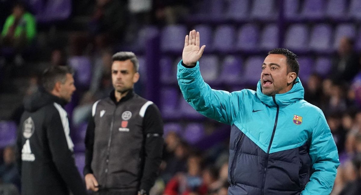 Xavi, en el partido ante el Valladolid.