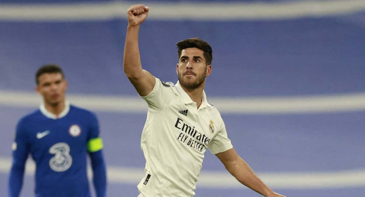 Marco Asensio celebra su gol al Chelsea./LVA