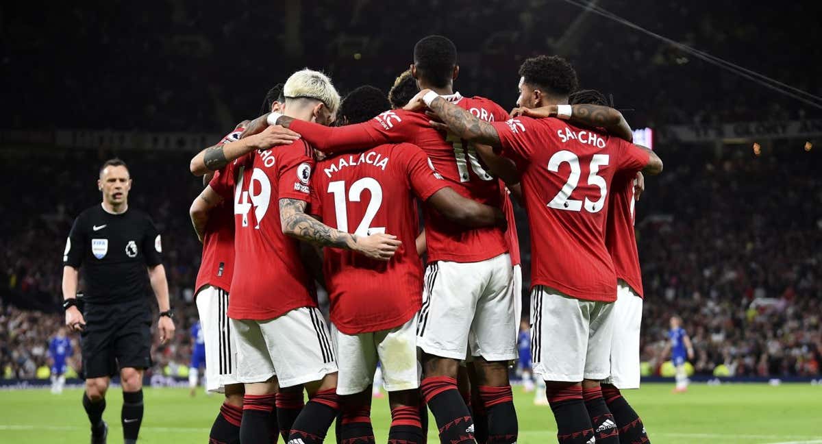 Los jugadores del United celebran la victoria ante el Chelsea.
