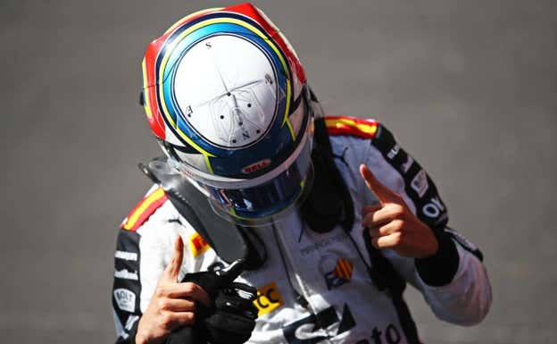 Pepe Martí posa tras ganar en Mónaco con Campos Racing en la Fórmula 3.  FIA F3