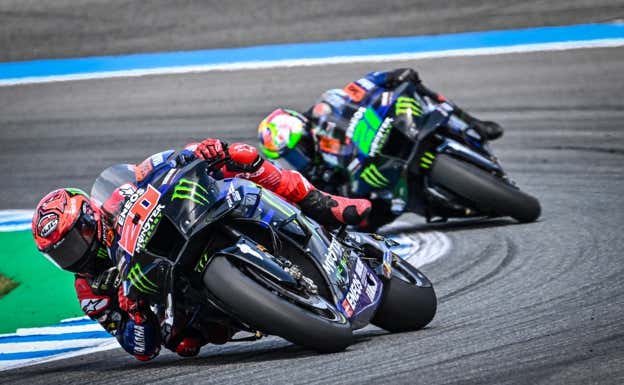 Fabio Quartararo y Franco Morbidelli, a bordo de sendas Yamaha en el GP de España en Jerez.  Yamaha