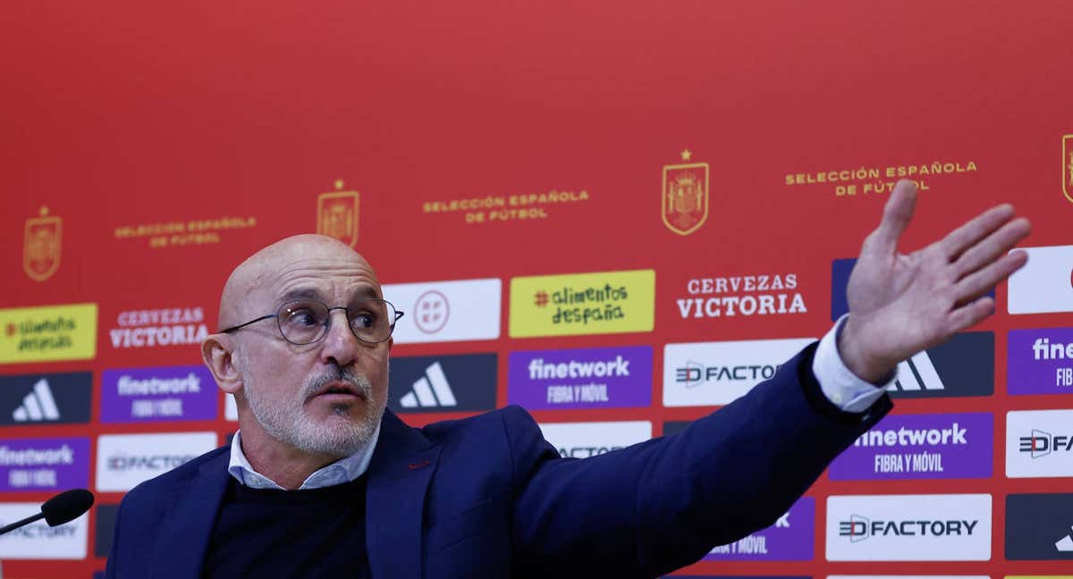 Luis de la Fuente, en una rueda de prensa con España.