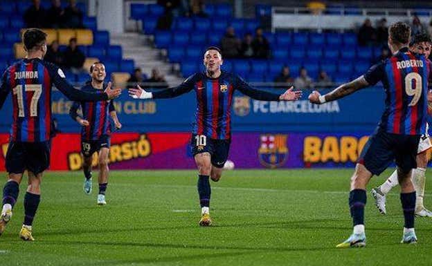 Antonio Aranda celebra un gol con el Barcelona. @aranda10s