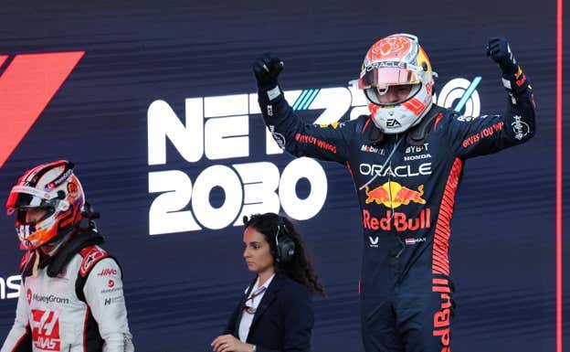 Max Verstappen celebra su 40ª victoria en F1 en Barcelona.  AFP