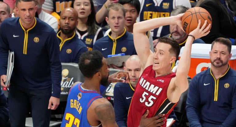 Duncan Robinson, en un partido con los Miami Heat.