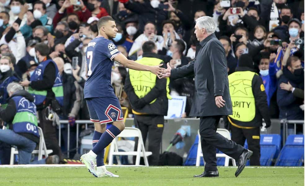 El que menos prisa tiene es Mbappé y el que más tenso está es Ancelotti