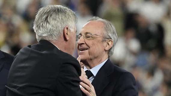 Florentino Pérez y Carlo Ancelotti, en una imagen de archivo. /AFP