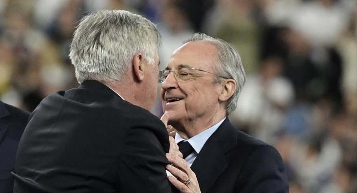 Florentino Pérez y Carlo Ancelotti, en una imagen de archivo.