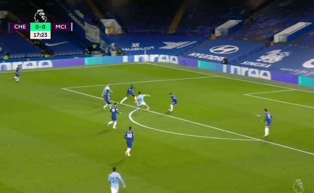Gündogan controlando a la vez que gira sobre sí mismo con el tacón.