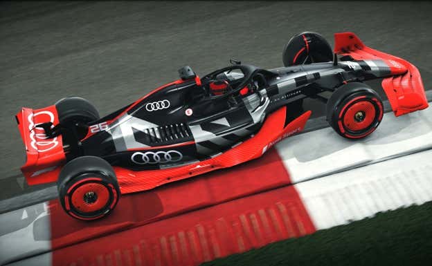 Prototipo de F1 con los colores de Audi.  Audi
