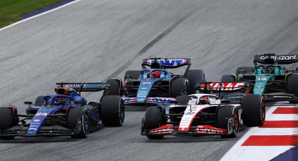 Alex Albon, Kevin Magnussen, Esteban Ocon y Lance Stroll en el GP de Austria.