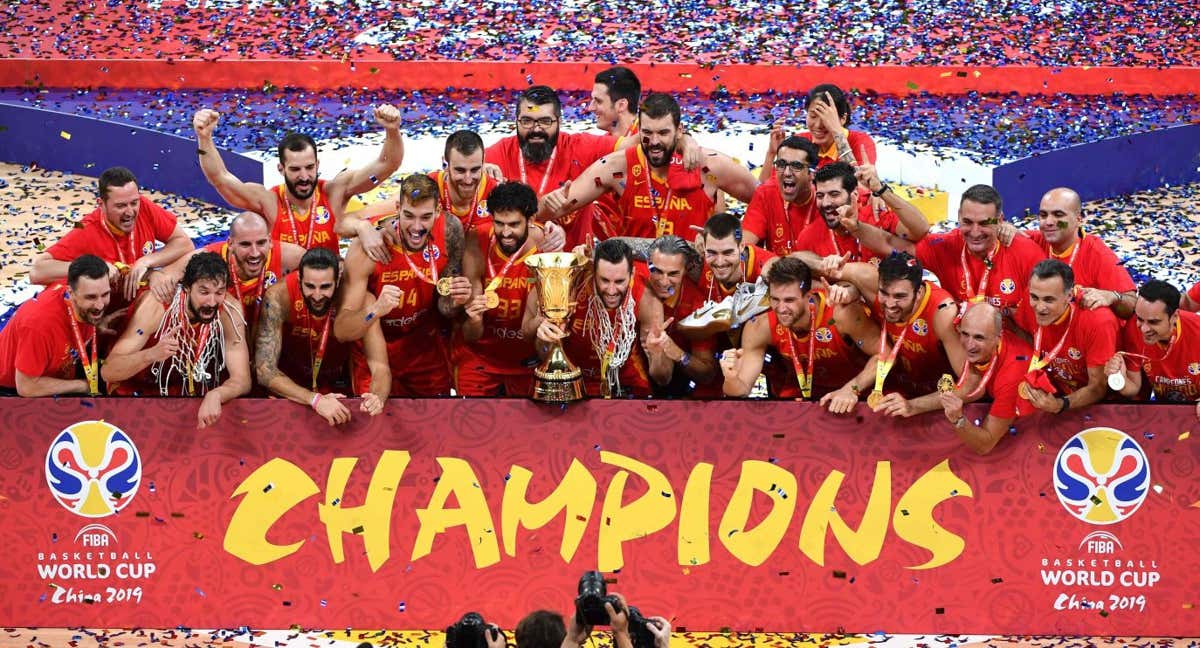 España celebra el Mundial conquistado en China en 2019./AFP