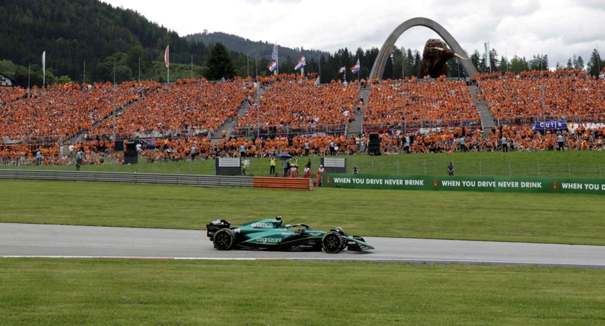 El Aston Martin de Fernando Alonso durante el GP de Austria.