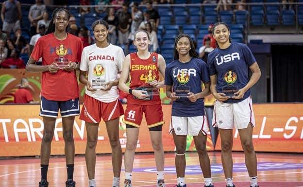 Iyana Martín, el verano de 2022 tras ser elegida en el quinteto ideal del Mundial Sub-17.  FEB