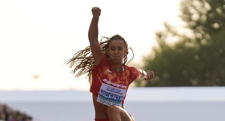 María Vicente, durante la prueba de triple salto.