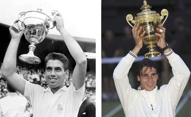 Santana y Nadal, campeones en Wimbledon.  EFE/Archivo/A.A/Sergio Carmona