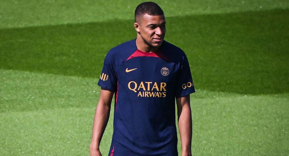 Mbappé, durante un entrenamiento del PSG