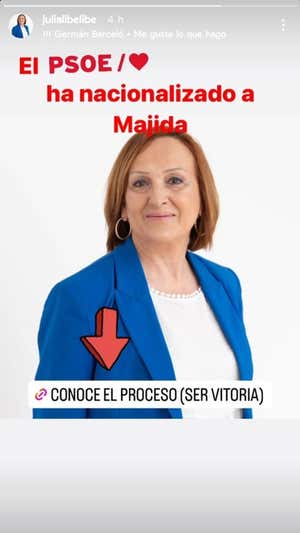 Mensaje de Julia Liberal en redes sociales sobre la nacionalización de Majida Maayouf.  IG @julialibelibe