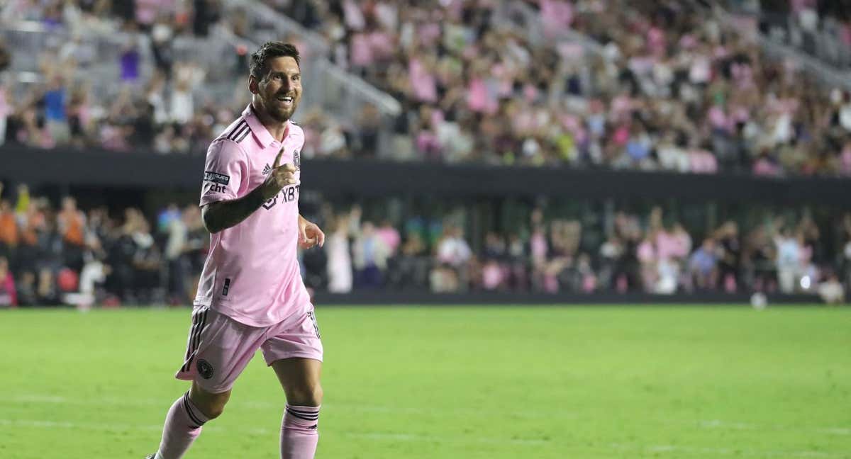 Messi celebra el primer gol de Inter Miami. /AFP