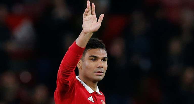 Casemiro jugando para el Manchester United.