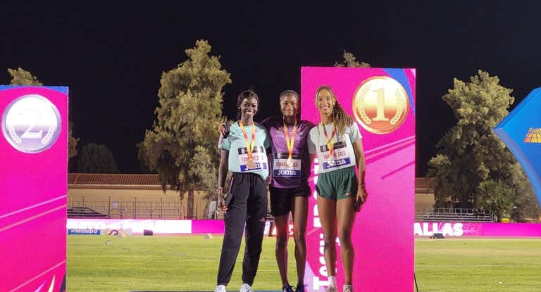 El podio del Campeonato de España de salto de longitud.