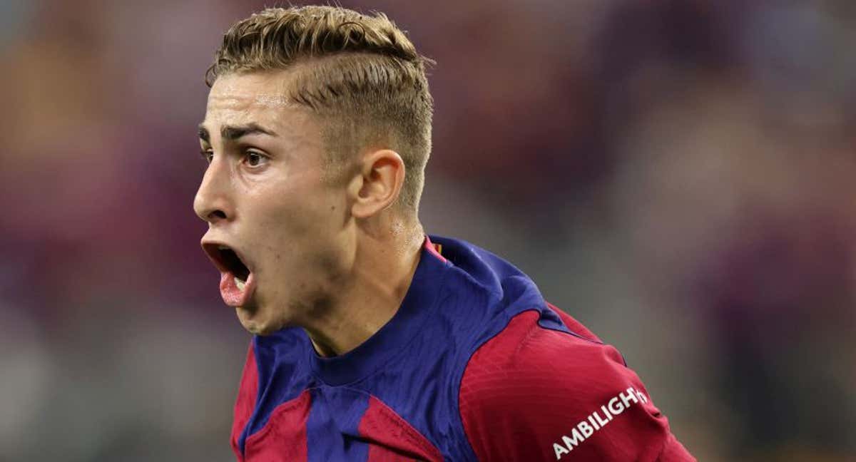 Fermín López celebrando su gol.