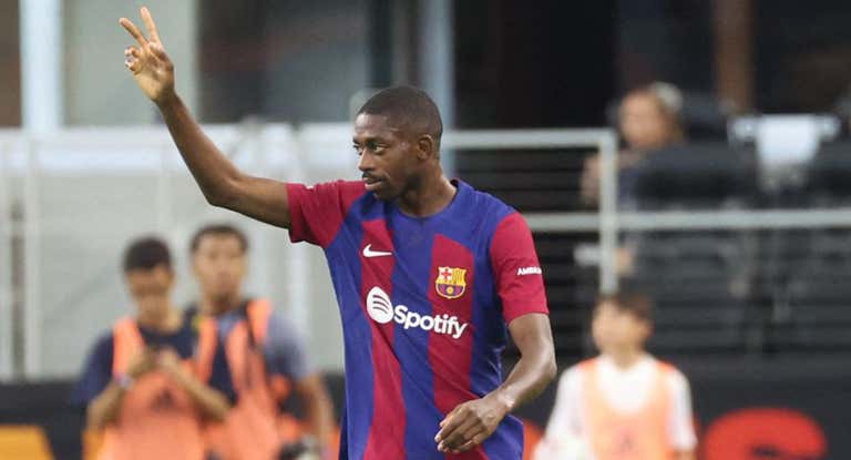 Dembélé, en el partido ante el Madrid.