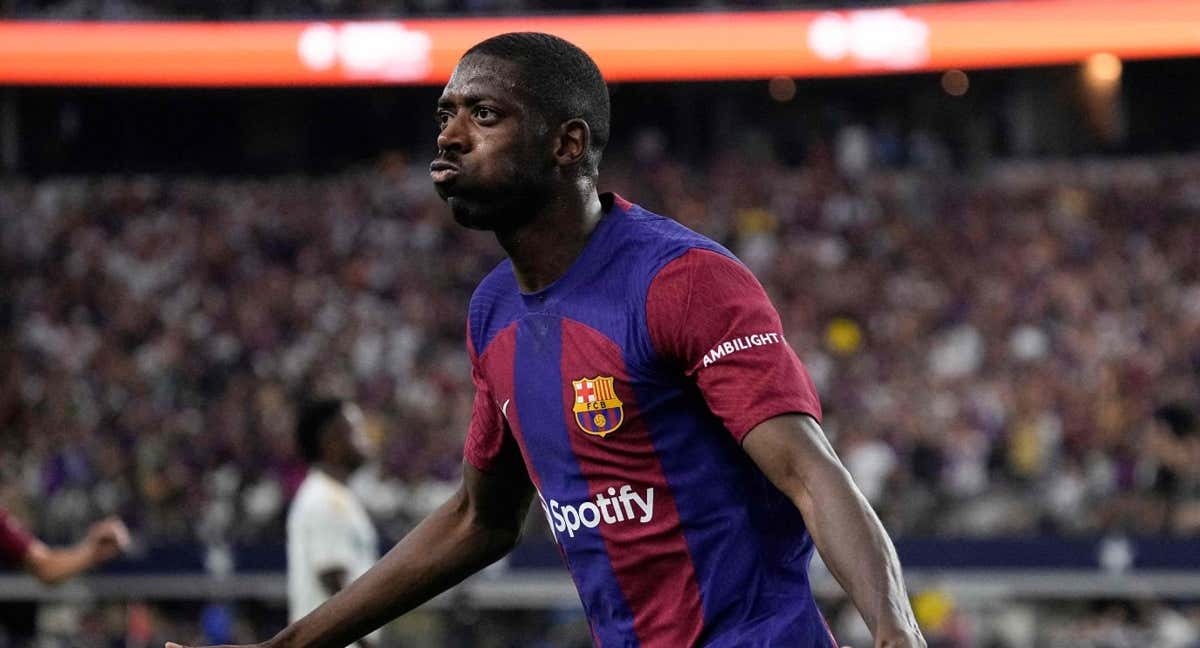 Ousmane Dembélé durante un partido del FC Barcelona. /AFP