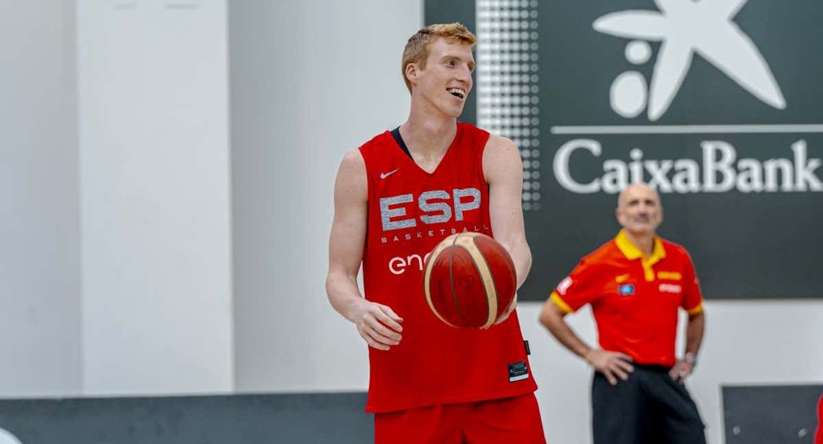 Alberto Díaz durante un entrenamiento de la Selección española en Madrid./FEB | Alberto Nevado