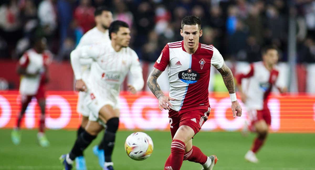 Santi Mina, durante un partido con el Celta. /