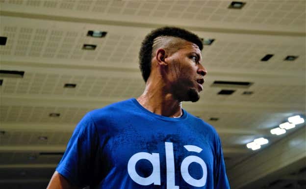 Edy Tavares, durante un entrenamiento con Cabo Verde.  J.Ocampo