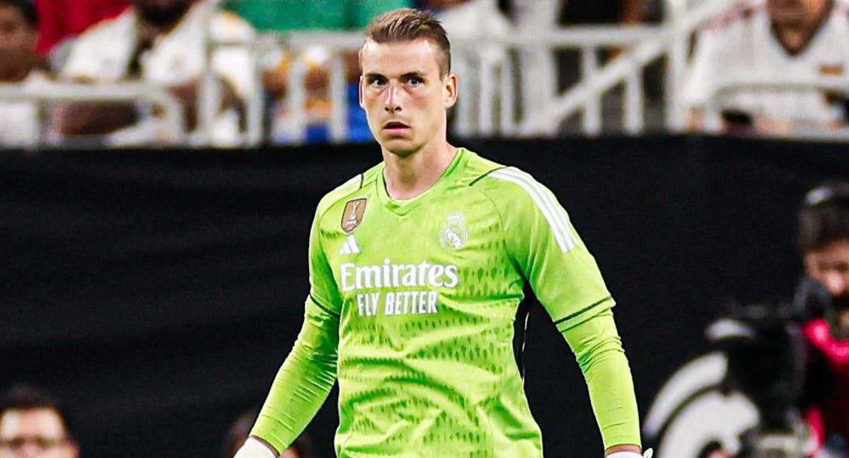 Lunin, en un partido con el Real Madrid. /Real Madrid