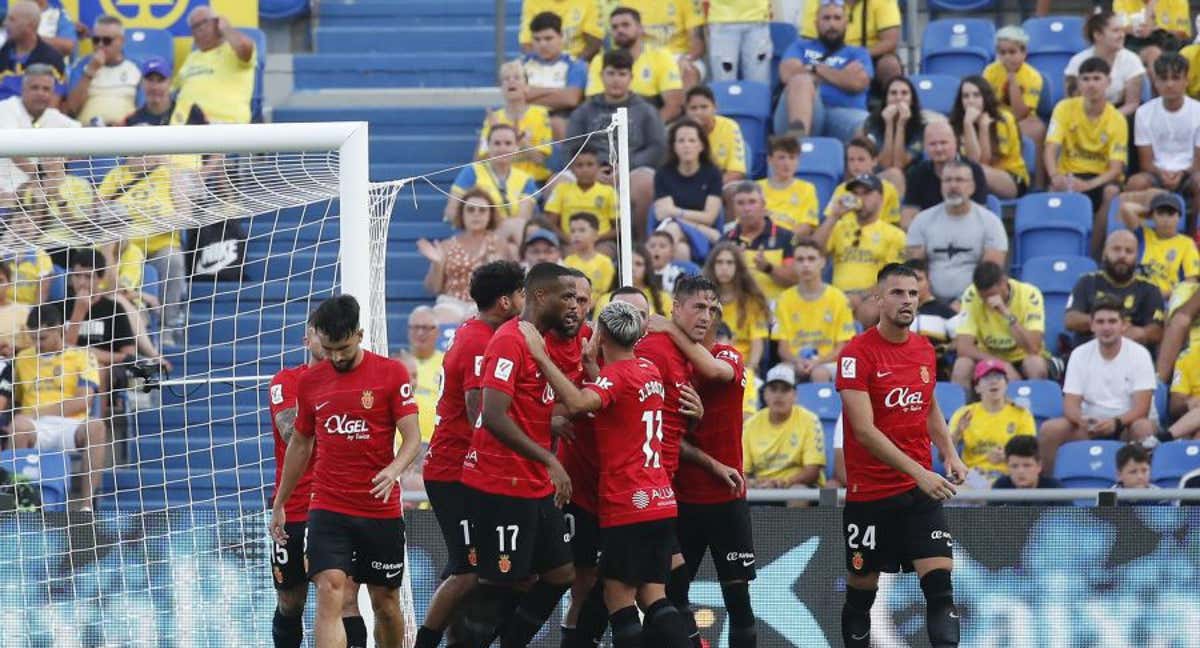 Los jugadores del Mallorca celebran el gol del empate./LaLiga