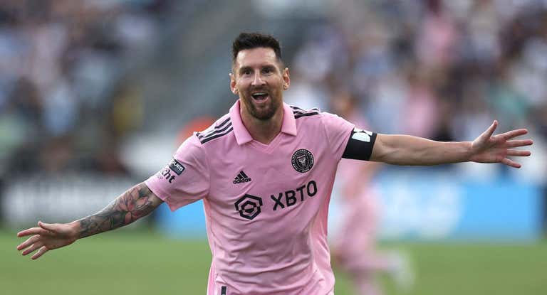 Messi celebra su noveno gol con Inter Miami.