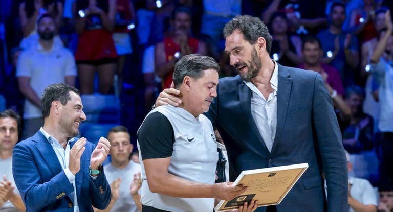 Jorge Garbajosa, en el Torneo de Málaga, el que ha sido su último acto público como presidente de la FEB.