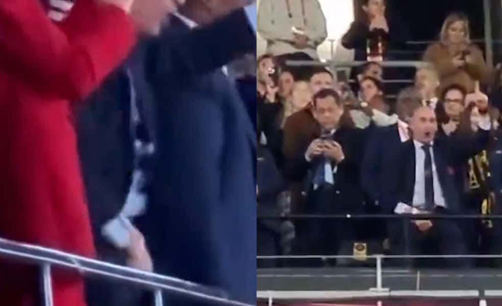 Las dos tomas de la vergüenza: Rubiales se tocó sus partes a escasos metros de la Reina y la Infanta