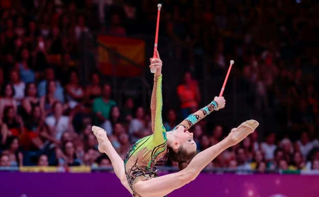 La gimnasta Darja Varfolomeev en el Mundial de Valencia 2023. EFE