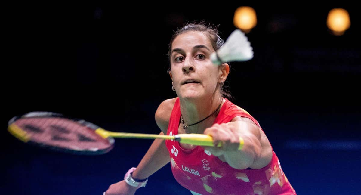 Carolina Marín en un partido contra la japonesa Akane Yamaguchi. /AFP