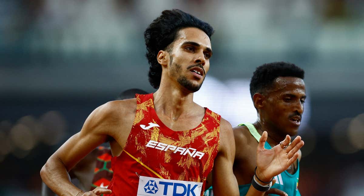 Mo Katir, durante la final de 5.000 metros.