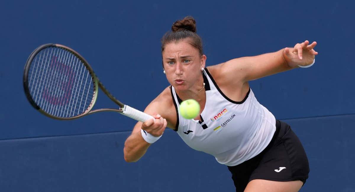Sara Sorribes, durante su debut en el US Open 2023.