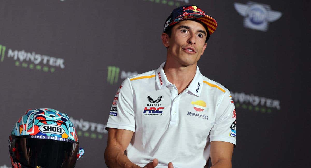 Marc Márquez, durante la rueda de prensa previa al GP de Cataluña./AFP