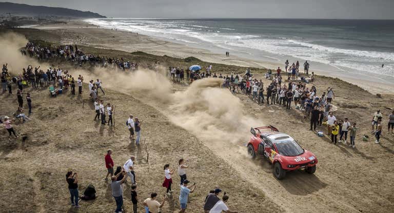 Sébastien Loeb y Fabian Lurquin, durante una etapa del Rally de Andalucía 2022.