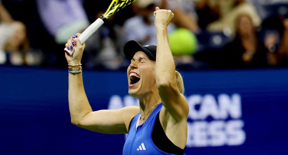 Caroline Wozniacki celebra su victoria sobre Kvitova en la segunda ronda del US Open 2023. /BRENDAN MCDERMID/REUTERS