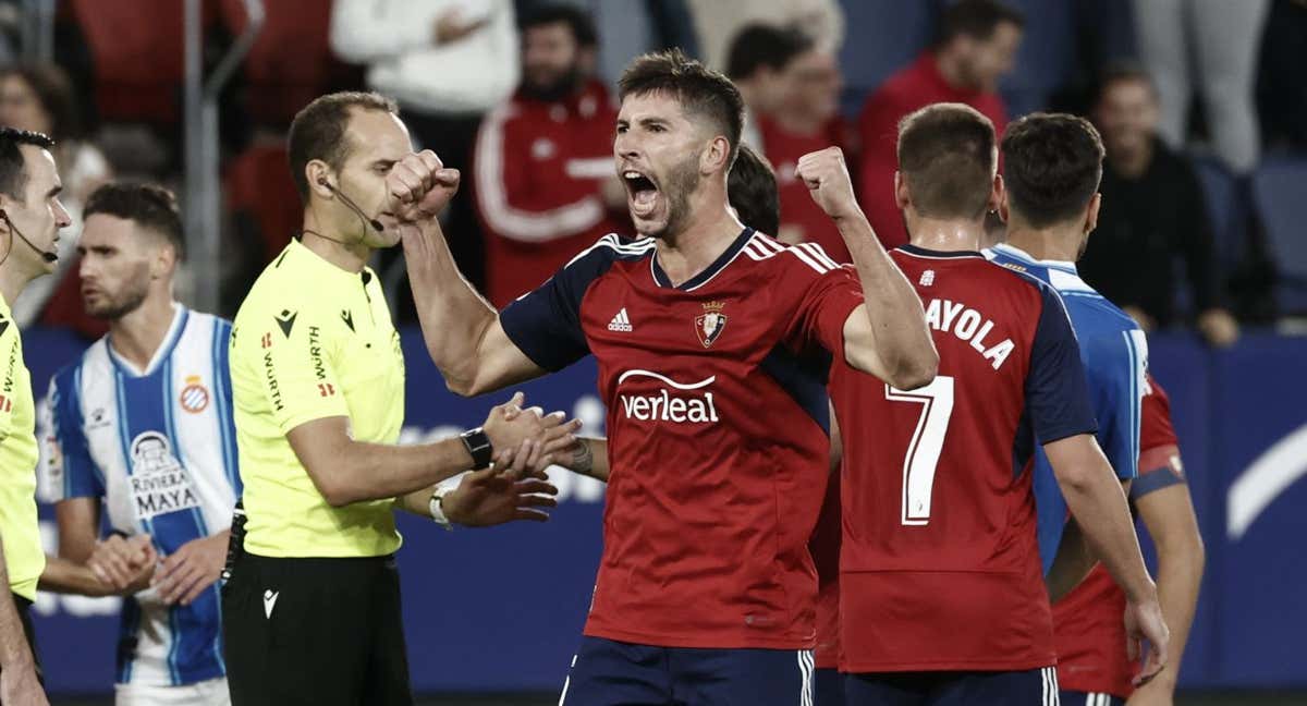 David García celebrando un gol con Osasuna, la temporada pasada./GETTY