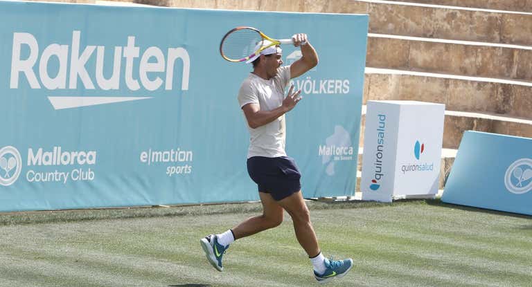 Rafa Nadal, entrenando.