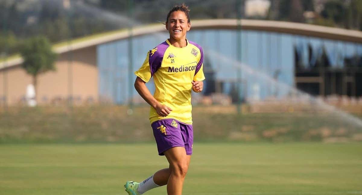 Vero Boquete, en un entrenamiento con la Fiorentina./IG/veroboquete